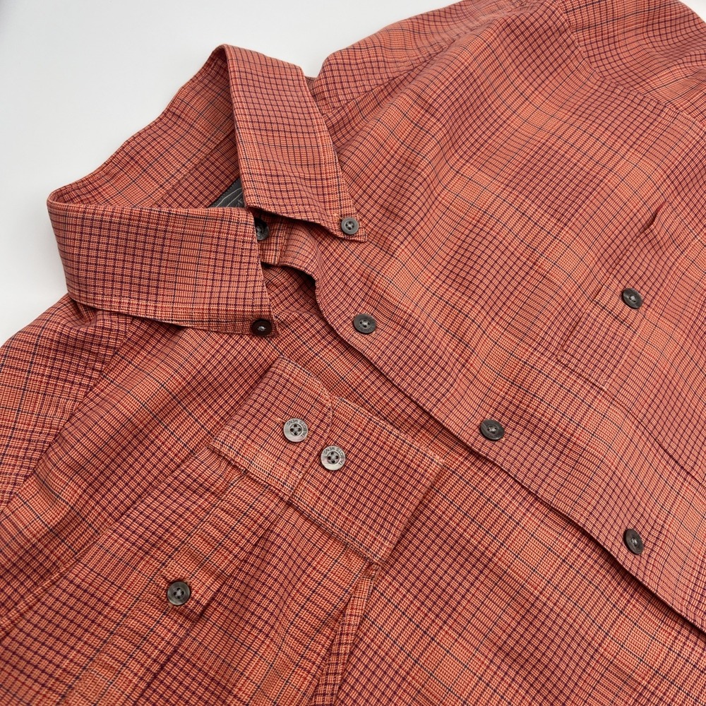 Talbots Men Long Sleeve Button Up Orange Shirt‎ Size Large